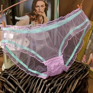 Slievi mutandine Mesh biancheria intima trasparente per donne slip in pizzo traspirante per ragazze biancheria intima di cavallo di cotone per donne Y240425