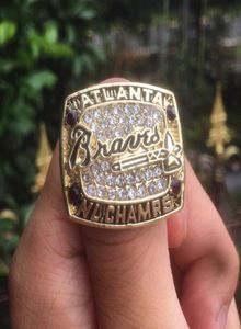 Atlanta 1996 Brave Baseball Team Champions Championship Ring With Wooden Box Souvenir Men Fan Gift 2020 whole Drop 5919582