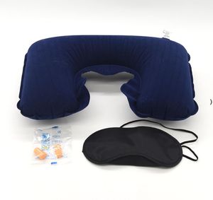 Whole 3 in 1 Travel Set Inflatable UShaped Neck Pillow Air Cushion Sleeping Eye Mask Eyeshade Earplugs Car Soft Pillow NH4169174