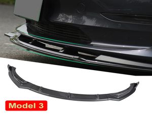 Paramper per labbra anteriore sportivo per auto per Tesla Modello 3 SPLITTER BODY SPLETT ABS Accessori protettori a canard diffusa inferiore 3PCS2104182