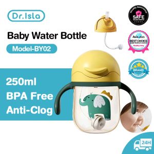 Karmienie Dr.Sjisla Baby Water Cups Baby Uczenie się Picie kubka z podwójnym uchwytem Flip Lid Płyka szczelność niemowląt kubki wodne Butelka 250 ml