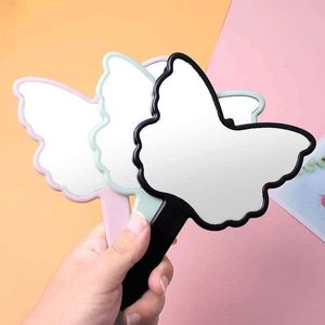 Mirrors New Alien Butterfly Handheld Cosmetic Mirror Teenage Girl Cute Handle Makeup Mirror Portable Cosmetic Beauty Tools Wholesale