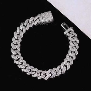 8mm kubansk länkarmband hiphop glittrande bling 925 Sterling Silver VVS Moissanite Cuban Link Chain