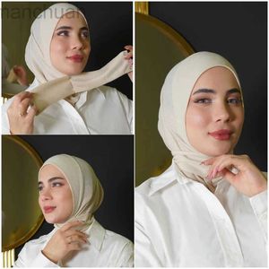 Hijabs muslimska jersy hijab halsduk vit abaya hijabs för kvinnlig tröja abayas kvinnor islamisk klänning huvud wrap turbans omedelbart crinkle turban d240425