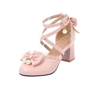 Fashion Bowknot Kids Girls High Heels Sandals Bowknot Children Scarpe da festa Spessa Domande da sposa Scarpe da sposa Donna Pompe 240419