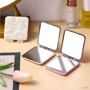 Spiegel Mini Square Make-up Spiegel doppelseitiger Handspiegel tragbarer kleiner Miroir-Falten-Kompakt-Clamshell-Einfachheit Kosmetischer Spiegel