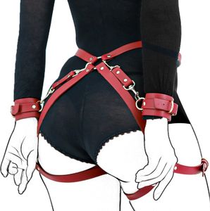 섹스 속박 BDSM 키트 제한 제한, 조절 식 수갑 anklethigh cuffs 눈가리개 크로스 허리 스트랩, 성인 SM 게임 여성과 커플을위한 섹스 토이