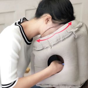 Cuscino Nuovo cuscino gonfiabile innovativo da viaggio per aria cuscini al collo cuscino di supporto per chin per voli per aeroplani auto cuscini sonnellini