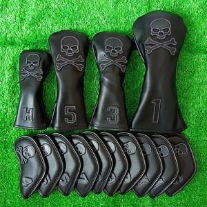 Skull Head Golf Irons Cover 10pcs Wood Driver Protect Headcover Golf Accessories Putter Golf Iron Club Head Cover 240424
