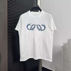 Lu Luo Family poprawna wersja Wysoka SS Summer Wave Print T Shirt Wygodna i oddychająca unisex