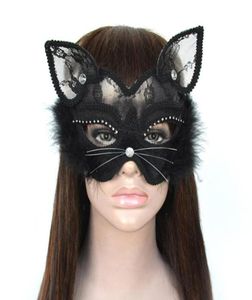 Maschera maschera in pizzo sexy femmina animale gatto faccia pvc halloween forniture natalizie gd5207206857