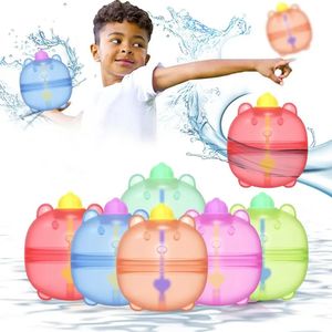 Durable Water Ball Water Balloon Toy Reusable Silicone Water Ball Refillable Bear Balloon for Outdoor Summer Activities for Kids 240416