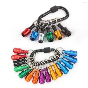 Keychains 24Pcs Portable Bit Holder Keychain 14 Pcs And 6Pcs 1/4 Inch Hexagon Screwdriver Bits Retainer W/Black Carabiner