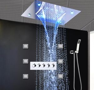 Sistemas de chuva de chuva de luxo escondidos led chuveiro de chuveiro massagem em cascata torneiras de 4 polegadas jatos de spray corporal para chuveiro de banheiro set2140938