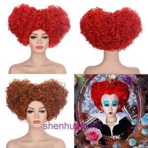 Parrucche e pezzi di capelli Queen of Hearts Wig Alices Adventures in Wonderland Cos Anime Set completo Set di Halloween Accessori che giocano a ruolo di Halloween