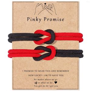 Странд Регулируемая пара веревочных браслетов Красное и черное плетеные браслеты для женщин Мужчины любители годовщины День Святого Валентина Подарок