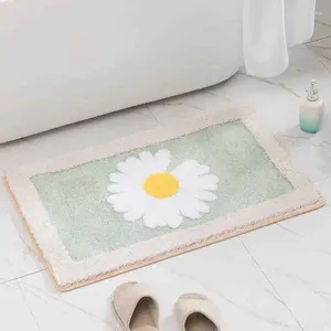 Carpetes Cartoon Daisy Carpete Tapete de tapete banheiro anti-esquilie quarto absorvente o pé cinza