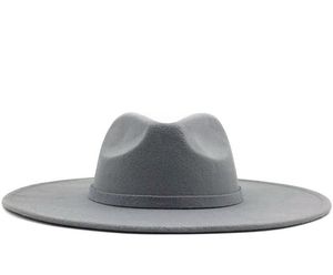 Weitkehne Fedora Hut für Frauen Solid Color Wolle Filzhut für Männer Herbst Winter Panama Gamble Grey Jazz Cap2550428