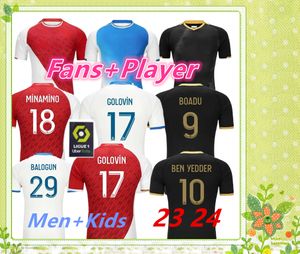 23 24 Monaco Ben Yedder Football Jersey Sports Shirt Fan Edition Men's Football Sweatshirt Set Akliouche Children's Full Balogun