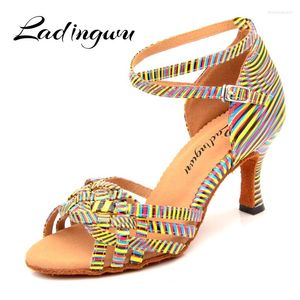 Dance Shoes Ladingwu Jazz Latin For Women Salsa Girls Ballroom Yellow Oange Blue Cuba Heel