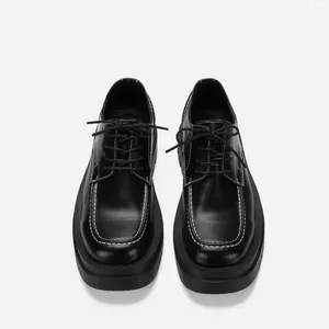 Scarpe casual in stile giapponese maschile maschile ragazzo spessato tacco piatto manelaceo lace-up oxfords cool