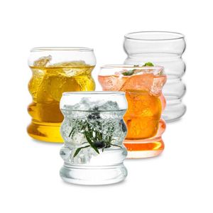 Tumblers 300ml Yaratıcı Stil Cam Su Kupası Bira Kokteyl Latte Çay Yuvası Sütü Çay Partisi Kahve İçecek Konforlu El H240425