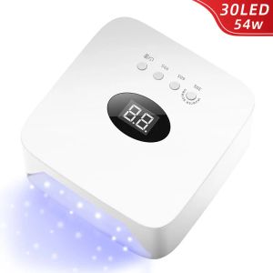 Essiccatori da 54 W Lampada di asciugatura per unghie UV Light per unghie in gel con lampada ricaricabile a schermo LCD per attrezzatura da manicure professionale manicure