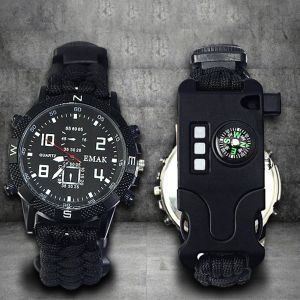 Watches Men's Watches Men Sports Watches Outdoor Tactical Rope Multifunktion Camping EDC Survival Armband Safety Equipment Tools Watch