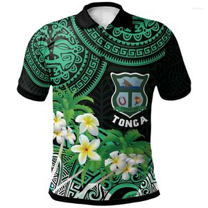 Herrpolos hawaiian tonga grafisk polo skjorta för män mode 3d tryckt lager korta ärmar barn tees polynesiska lapel t skjortor