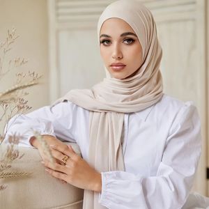 Lenço de hijab de jersey de algodão modal para mulheres muçulmanas xale elástico hijabs fáceis lenços lenços na cabeça do ramadã de turbante africano 240410