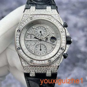 AP Timeless Wrist Watch Royal Oak Offshore Series 26067BC Original Diamond Set Full Sky Star 42mm Datum Timingfunktion 18K Platinum