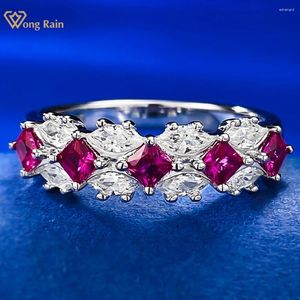 Cluster Rings Wong Rain Vintage 925 Sterling Silver Ruby High Carbon Diamond Gemstone Wedding Party Jewelry Ring for Women Band Partihandel