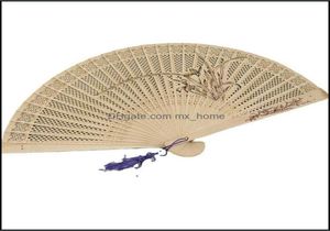 Other Home Decor Garden Decoration HandMade Antique Craft Fan Vintage Hollow Incense Wood Lady Folding Fans Chinese Style Carving2091277