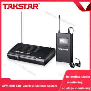 イヤホン新しいTakstar WPM200 UHFワイヤレスモニターシステムステレオイネールワイヤレスイヤホン耳のトランスミッターレシーバーセット780789MHz