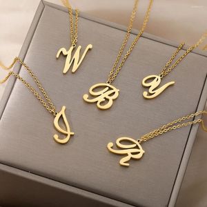 Colares pendentes A-Z Colar de carta inicial para mulheres aço inoxidável alfabeto gargantilha Chain Clavicle Chain Femme Jewelry Party Gift