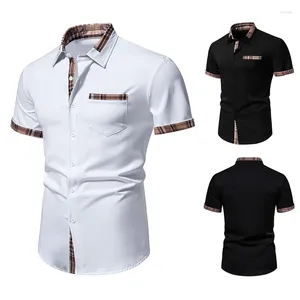 Men's Dress Shirts Summer High-quality Casual Short Sleeved Formal Shirt Plaid Collar Button Up