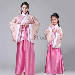 Bühnenbekleidung Hanfu Kinder 2023 Chinesische Kostüm Kinder Blumenmädchenkleider Traditonaler Bühne Wear Women Tanz Kostüm Erwachsene Fairy Kleid D240425