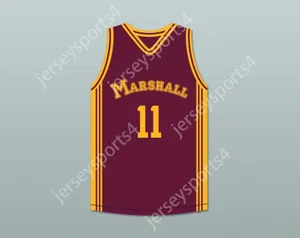 Anpassat namn Mens Youth/Kids Arthur Agee 11 John Marshall Metropolitan High School Commandos Maroon Basketball Jersey Top Stitched S-6XL
