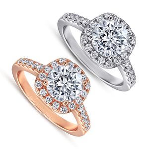 Pierścień księżniczki luksus 925 czyste srebrne pierścionki dla kobiet Diamentowe modne prezent zaręczynowy dla kobiet biżuteria