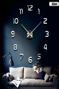 Wanduhren arabische Zahlen große Größe Uhr 3D DIY Wohnzimmer Stummschaltspiegel Aufkleber Quarz Reloj de Pared Home Dekoration DL60WC5960184