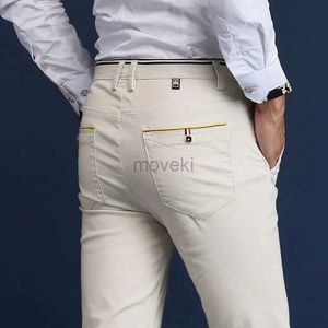 メンズパンツクラシックスタイルメン春夏薄いカジュアルパンツファッションコットンソリッドオフィスズボン高品質の男性ズボンD240425