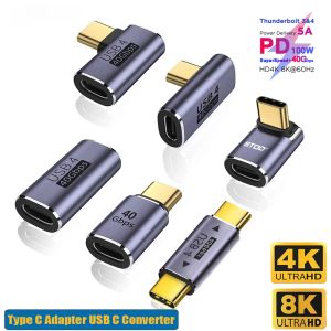 Zubehör 90 Grad USB C -Konverter Thunderbolt Typ C Adapter weiblich bis männlich rechtwinkliger Ellbogen USBC Earphone Audio -Daten Ladung Extender