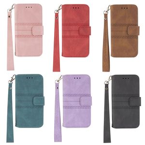 PU Flip Wallet Card Slot Case Crossbody Strap Card Holder Cover Leather Women Telefonfodral för iPhone 15 14 13 12 11 Promax LYP123