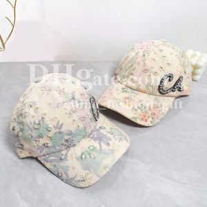 Ny designer boll mössa blomma slips färgad hatt lyx diamant bokstav hatt kvinnor mode hink hatt resesemester solskade hatt