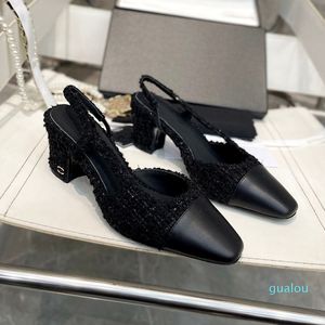 2024 Sandaler Ladies Party Wedding Women Chunky High Heels tofflor Slides