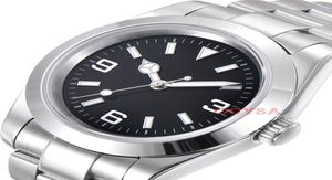 Wysokiej jakości automatyczne mobilne men039s Oglądaj solidne 39 mm czarne tarcze świetliste szafirowe szklane szklane wypolerowane etui Luminous Wskaźnik4327418