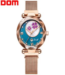 Dom Women Watch Luxury Magnetic Buckle Mesh Band Quartz Wristwatch女性ローズゴールドウォッチZegarek Damsk G1257GK1M1142879