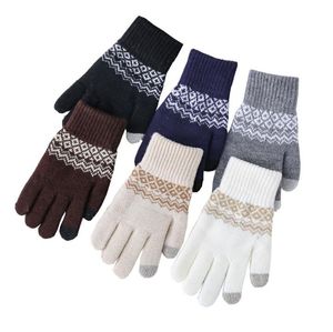 winter gloves Knitted warm touch screen gloves Striped fashionable warm glove DF034