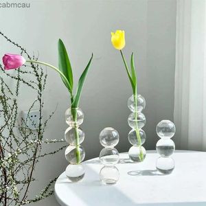 Vaser glas blomma vas dekorativa glasblommor flaska för rum dekor transparent hydroponic växter vas bröllop vardagsrum dekor