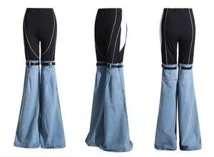 Jeans Womens Designer byxa ben Öppna gaffel tät amerikansk retro denim byxor bantar jean byxor brett ben blossade stretch kvinnor coperni broderi tryckning